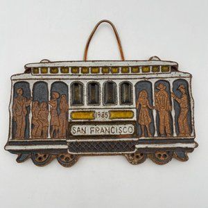 Victoria Littlejohn Ceramics 1985 San Francisco Trolley Car Wall Plaque 9" x 5"